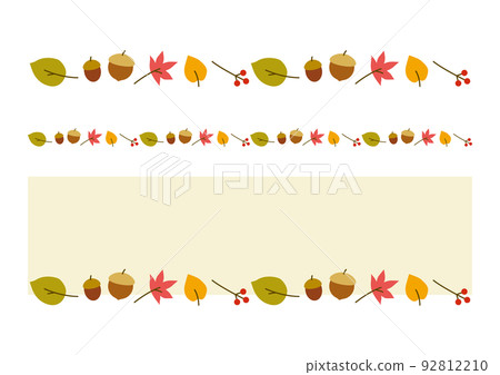 秋天的圖像線材料和標題框架/落葉橡子 92812210