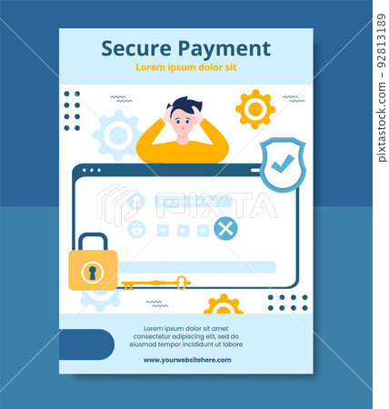 Data Privacy Poster Template Flat Cartoon Background Vector Illustration 92813189