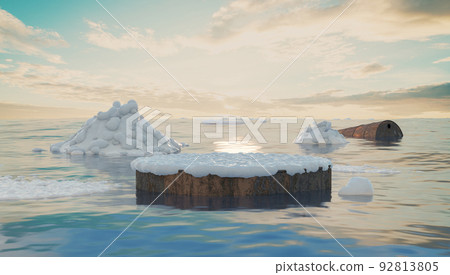 climate change with melting polar ice with podium design climate change with melting polar ice with podium design 92813805
