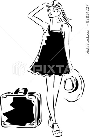 A woman who enjoys traveling Line drawing 92814227