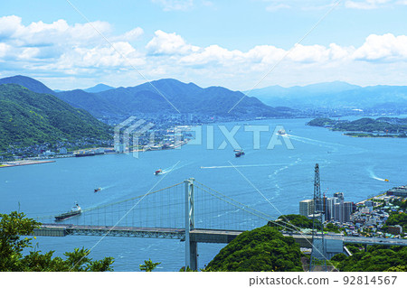 Stunning scenery of the Kanmon Strait from Hinoyama Park Observatory Stunning scenery of the Kanmon Strait from Hinoyama Park Observatory 92814567
