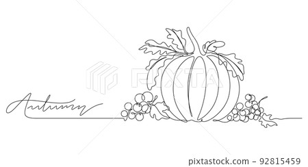pumpkin and berry decorative still life vector illustration 92815459