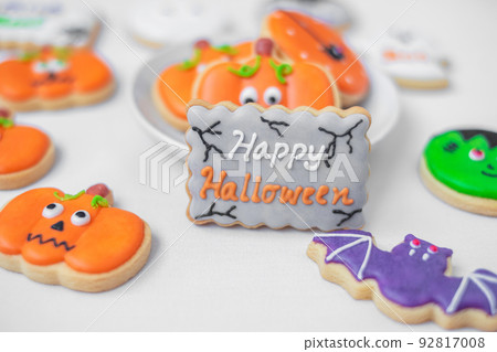 Happy Halloween with funny Cookies; Pumpkin, scary ghost, spooky mummy, bat, frankenstein, dracula and spider. Trick or Threat, Hello October, fall autumn, Traditional, party and holiday concept Happy Halloween with funny Cookies; Pumpkin, scary ghost, spooky mummy, bat, frankenstein, dracula and spider. Trick or Threat, Hello October, fall autumn, Traditional, party and holiday concept 92817008