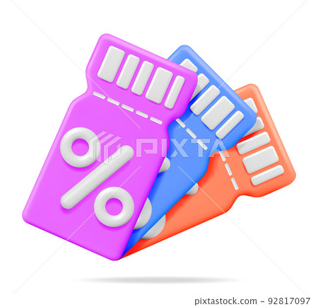 3d Stack of Coupons with Percent Symbol 3d Stack of Coupons with Percent Symbol 92817097