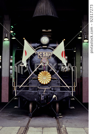 2004 C581 steam locomotive standing in the locomotive warehouse 2004 C581 steam locomotive standing in the locomotive warehouse 92817273