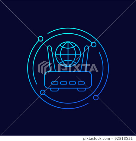 router, internet modem line vector icon 92818531