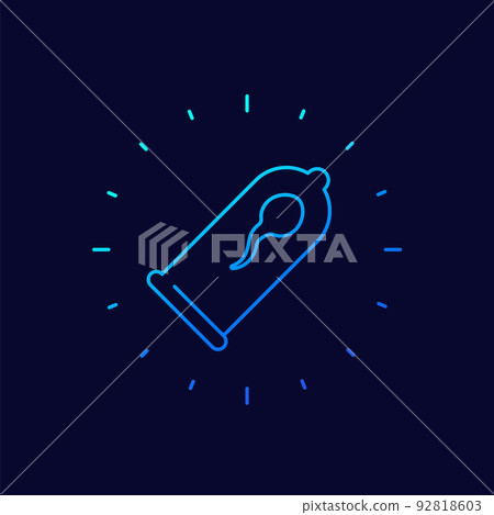 condom with sperm, contraception line icon condom with sperm, contraception line icon 92818603
