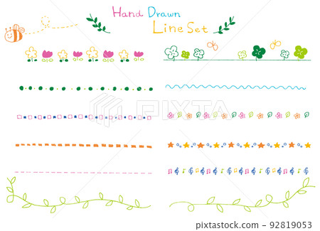 Ballpoint pen style hand drawn line illustration material set 92819053