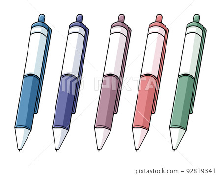 Illustration of 5 types of ballpoint pens or mechanical pencils 92819341