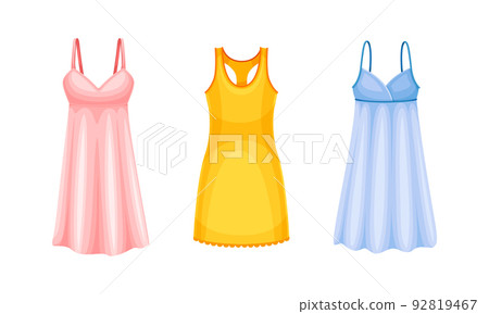 Sleepwear for Woman as Pajamas and Textile Clothing for Night Sleep Vector Set 92819467