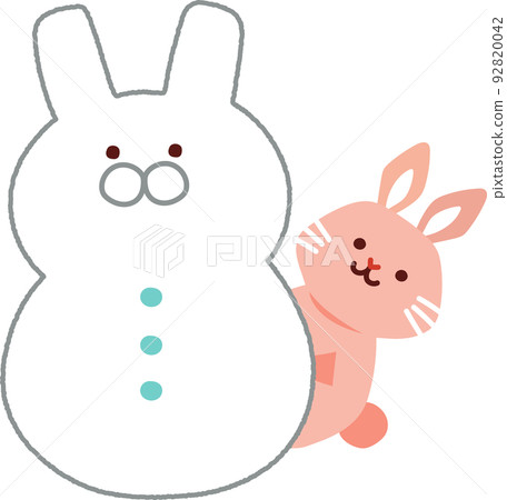 Rabbit character and snowman winter Rabbit character and snowman winter 92820042
