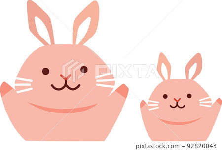 Rabbit character parent and child upper body hands raised 92820043