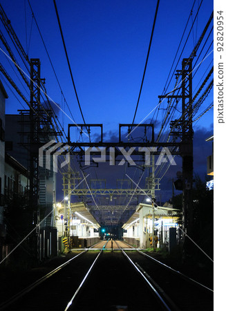 Hanshin Uchide Station at dusk Hanshin Uchide Station at dusk 92820954