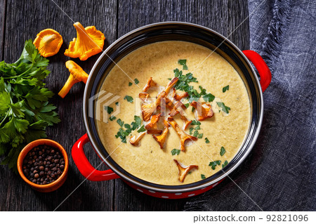 Kanttarellikeitto Finnish Chanterelle Soup in pot Kanttarellikeitto Finnish Chanterelle Soup in pot 92821096