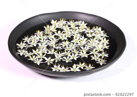 漂浮在水中的香蔥花 漂浮在水中的香蔥花 92822297