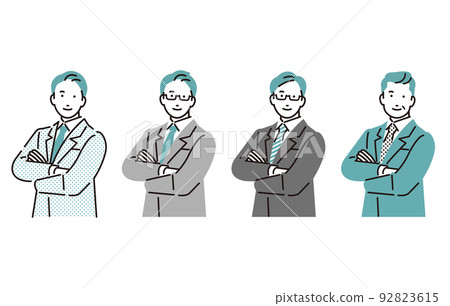 Business person male set with folded arms Business person male set with folded arms 92823615