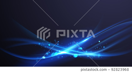 Elegant abstract blue light effect design vector illustration with glittering stars on black background. 92823968