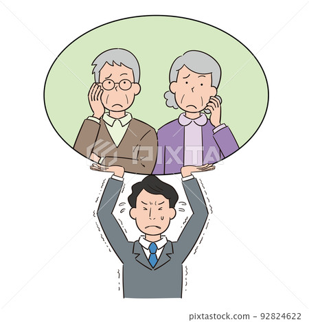 Young men who support the elderly 92824622