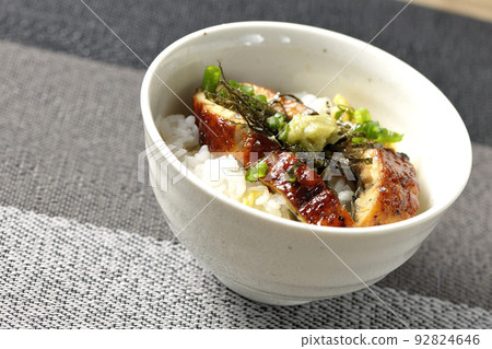 Green onion, shredded nori seaweed, eel dashi chazuke with wasabi 92824646