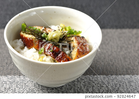 Green onion, shredded nori seaweed, eel dashi chazuke with wasabi 92824647