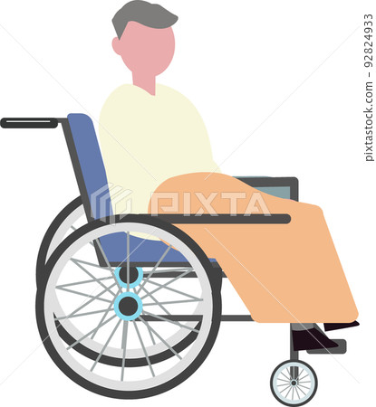 Elderly grandfather riding a wheelchair Elderly care illustration 92824933