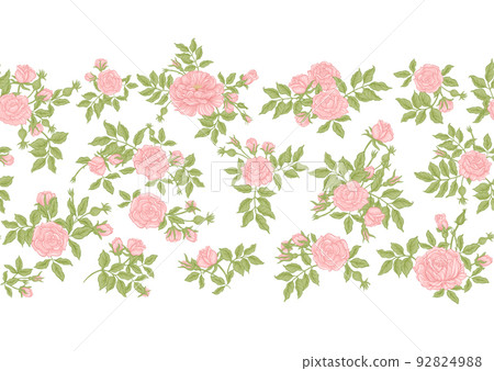 Roses flowers on branches. Millefleurs trendy floral design 92824988