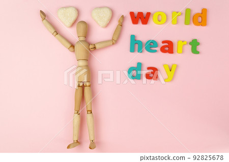 World mental health day and world heart day, Life and health. Top view, pink background 92825678