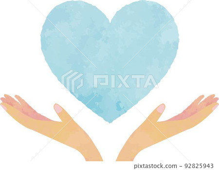 Both hands blue heart wrap float support receive lift Both hands blue heart wrap float support receive lift 92825943