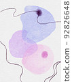 Watercolor drops with ink strokes. Digital art painting. 92826648