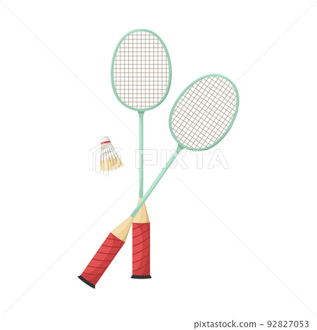 Vector illustration of two badminton rackets and a shuttlecock. 92827053
