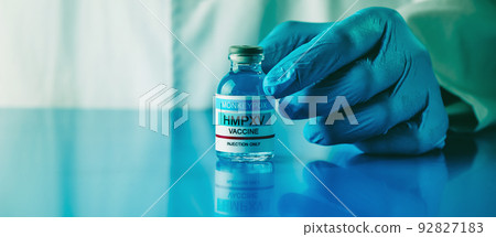 shows a vial of monkeypox vaccine, web banner shows a vial of monkeypox vaccine, web banner 92827183