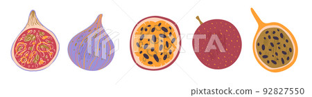 Tropical fruits grenadilla, passion fruit, figs Tropical fruits grenadilla, passion fruit, figs 92827550