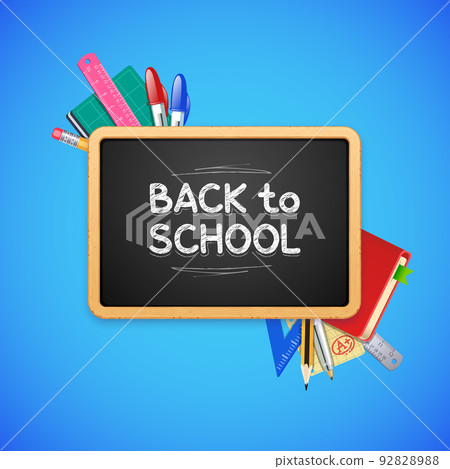 Back to School Chalkboard on Blue Background Back to School Chalkboard on Blue Background 92828988