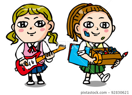 Two cute girls excited at the school festival Two cute girls excited at the school festival 92830621