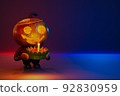 3d rendering of the cute characters of jack o lantern holding Krathong for Halloween 2020 and Loy Krathong Thai Traditional in the same day event. 92830959