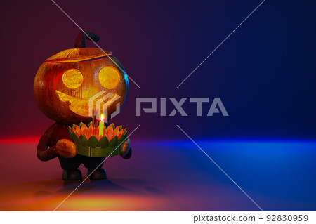 3d rendering of the cute characters of jack o lantern holding Krathong for Halloween 2020 and Loy Krathong Thai Traditional in the same day event. 3d rendering of the cute characters of jack o lantern holding Krathong for Halloween 2020 and Loy Krathong Thai Traditional in the same day event. 92830959