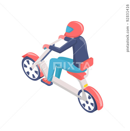 Human Driving Eco Scooter or Electric Bike Vector 92831416