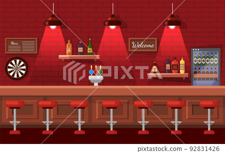 Beer Pub with Nobody Place, Bar with Drink Vector 92831426
