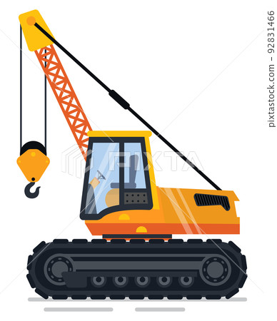 Crane with Hook to Lift and Transport Items Vector 92831466