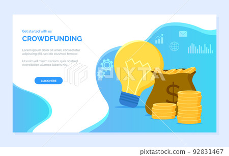 Crowdfunding Money in Bag Cash and Light Bulb Crowdfunding Money in Bag Cash and Light Bulb 92831467