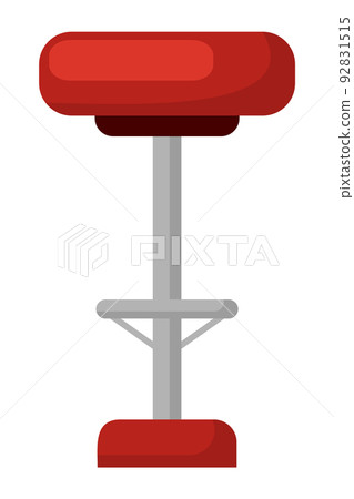Barstool with Soft Seat, Red Chair Isolated Icon 92831515