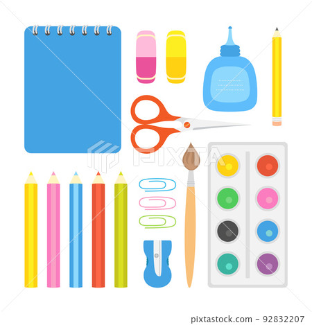 set of school and office stationery, flat style 92832207