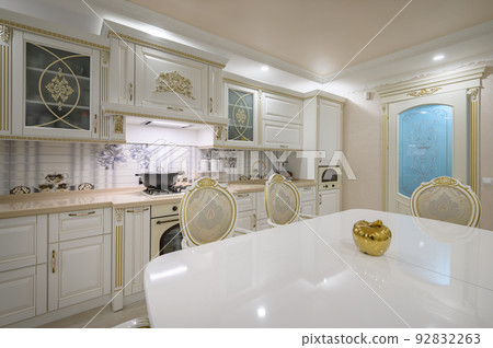 Renovated Interior of rich classic white kitchen Renovated Interior of rich classic white kitchen 92832263