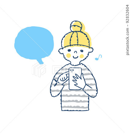 微笑著操作智能手機的女孩 微笑著操作智能手機的女孩 92832604