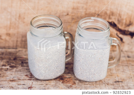 Chia seed pudding with almond milk Chia seed pudding with almond milk 92832923