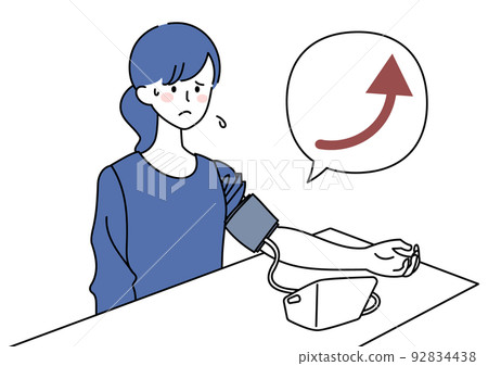 A woman who cares about too high blood pressure A woman who cares about too high blood pressure 92834438