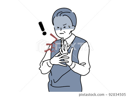 Senior suffering from sudden chest pain Senior suffering from sudden chest pain 92834505