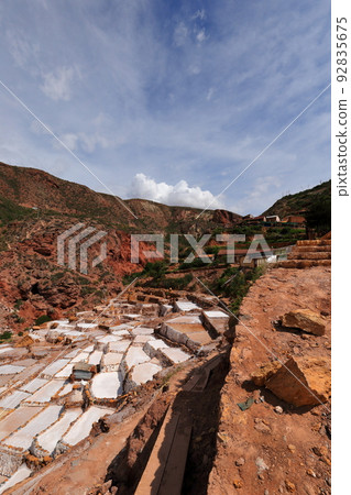 South America Peru tourist destination, Maras salt pans, Cusco South America Peru tourist destination, Maras salt pans, Cusco 92835675
