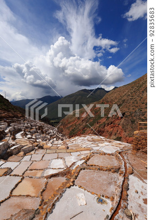 South America Peru tourist destination, Maras salt pans, Cusco South America Peru tourist destination, Maras salt pans, Cusco 92835683