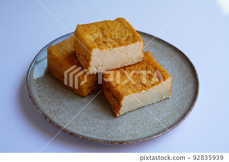Deep fried tofu with white background Deep fried tofu with white background 92835939